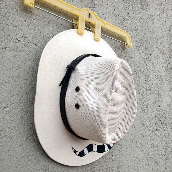 Hand Painted Snake White Fedora Straw Hat Made in Mexico Size Medium - Picture 10 of 13